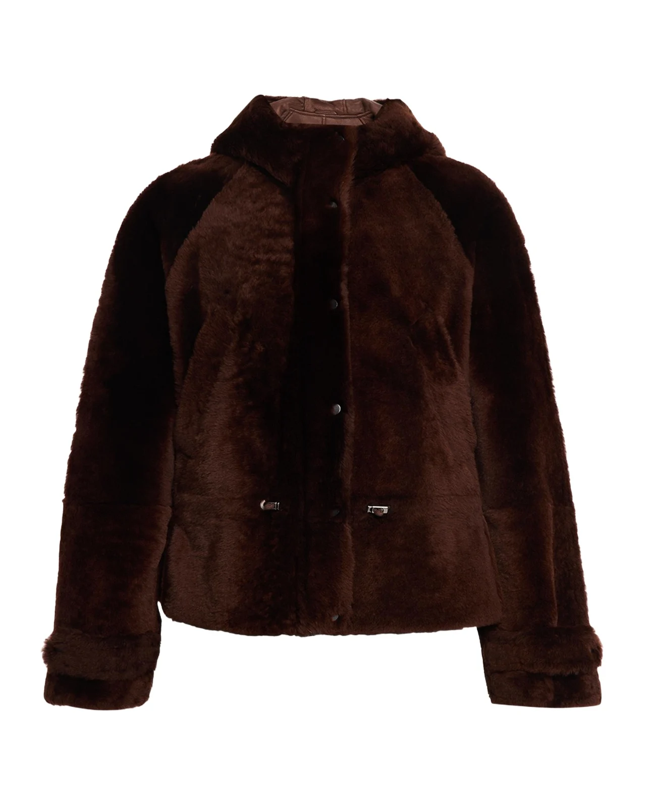 Brunello Cucinelli Lamb Shearling Zip Hooded Jacket