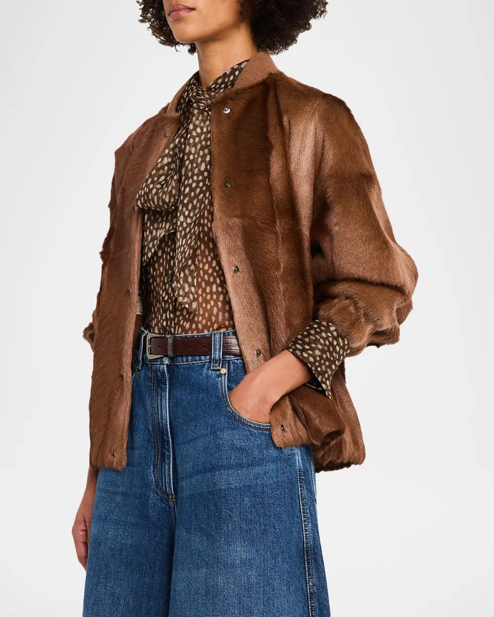 Brunello Cucinelli Goat Shearling Bomber Jacket | Thumbnail 4 Brunello Cucinelli Goat Shearling Bomber Jacket | Thumbnail 4