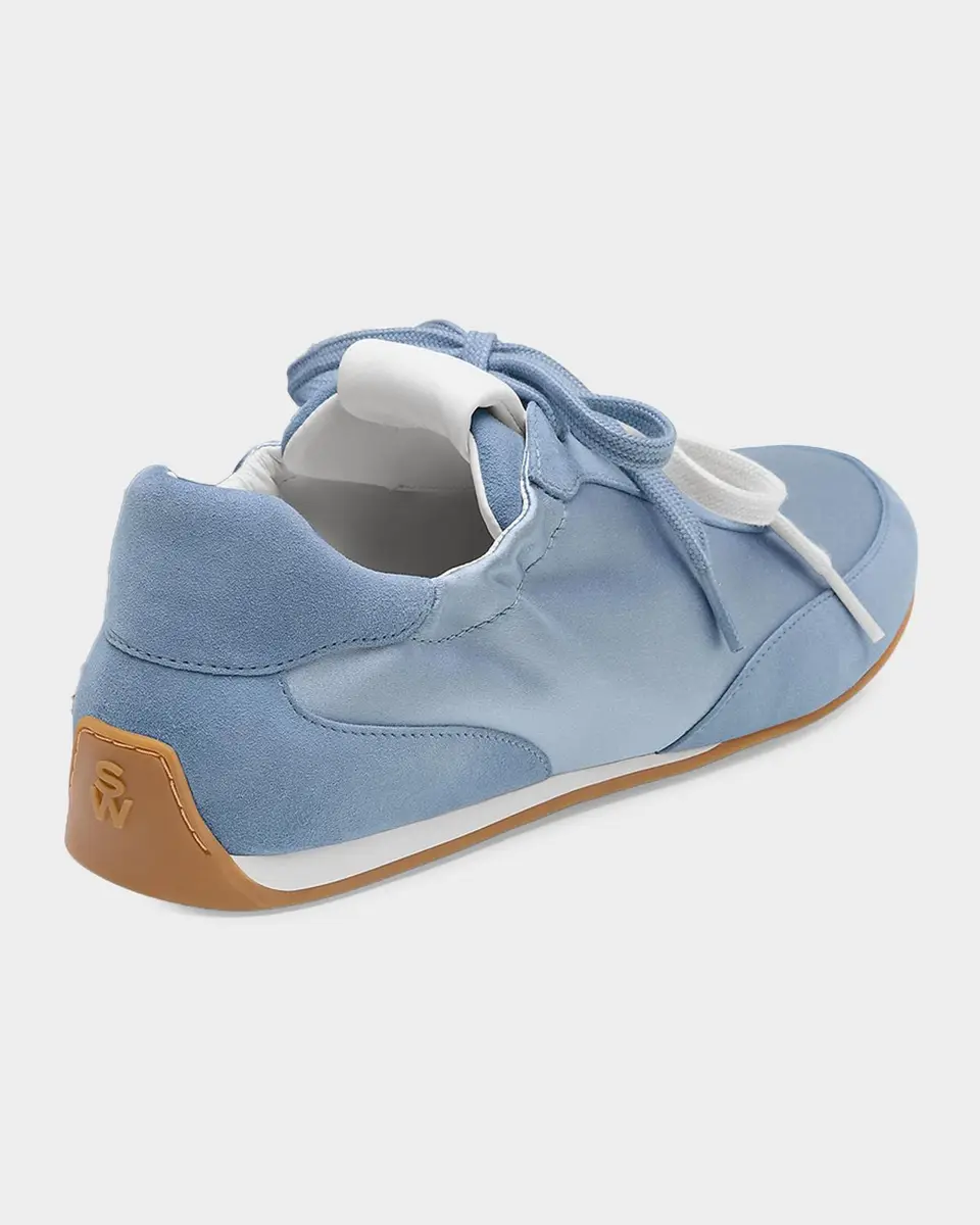 Stuart Weitzman Bond Ruche Suede & Satin Sneakers | Thumbnail 2