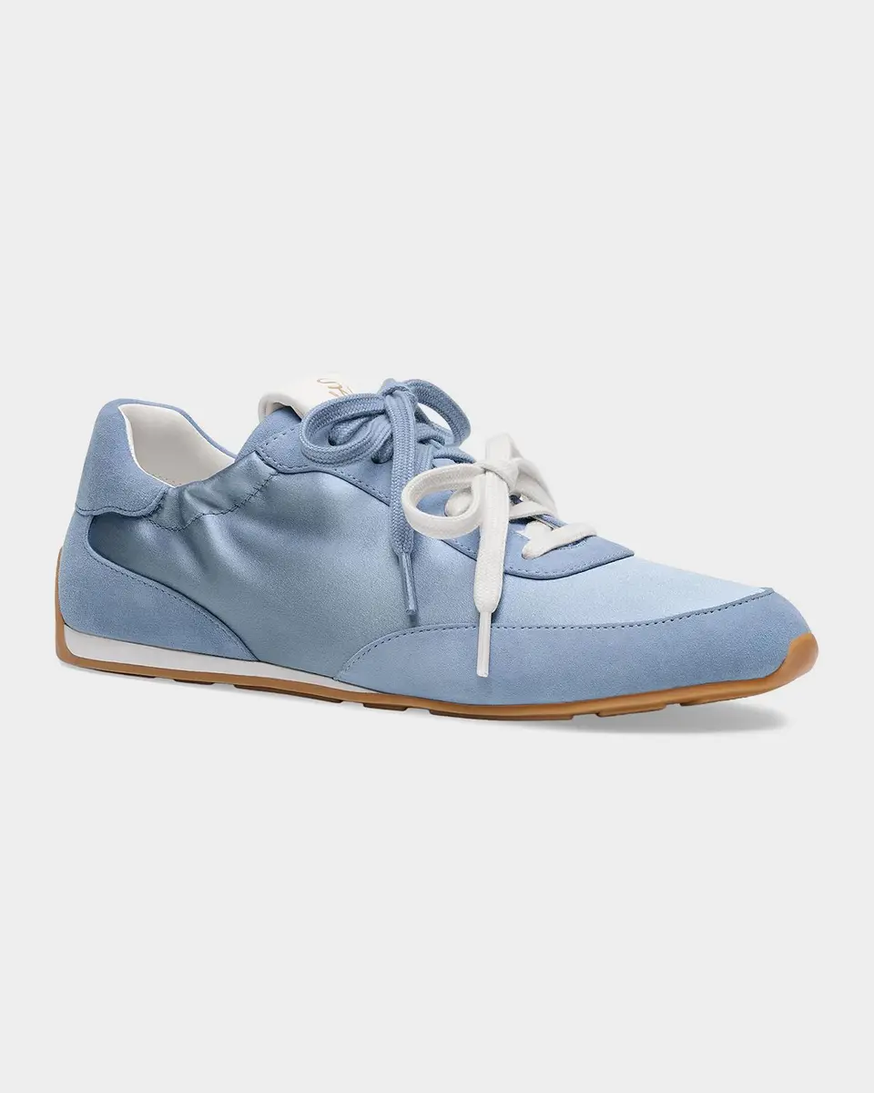 Stuart Weitzman Bond Ruche Suede & Satin Sneakers | Thumbnail 3