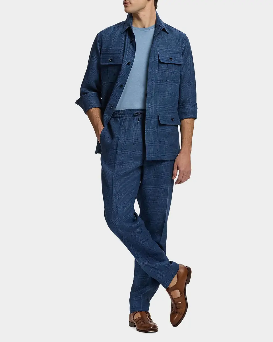 Ralph Lauren Purple Label Men's Glen Plaid Linen Shirt | Thumbnail 2