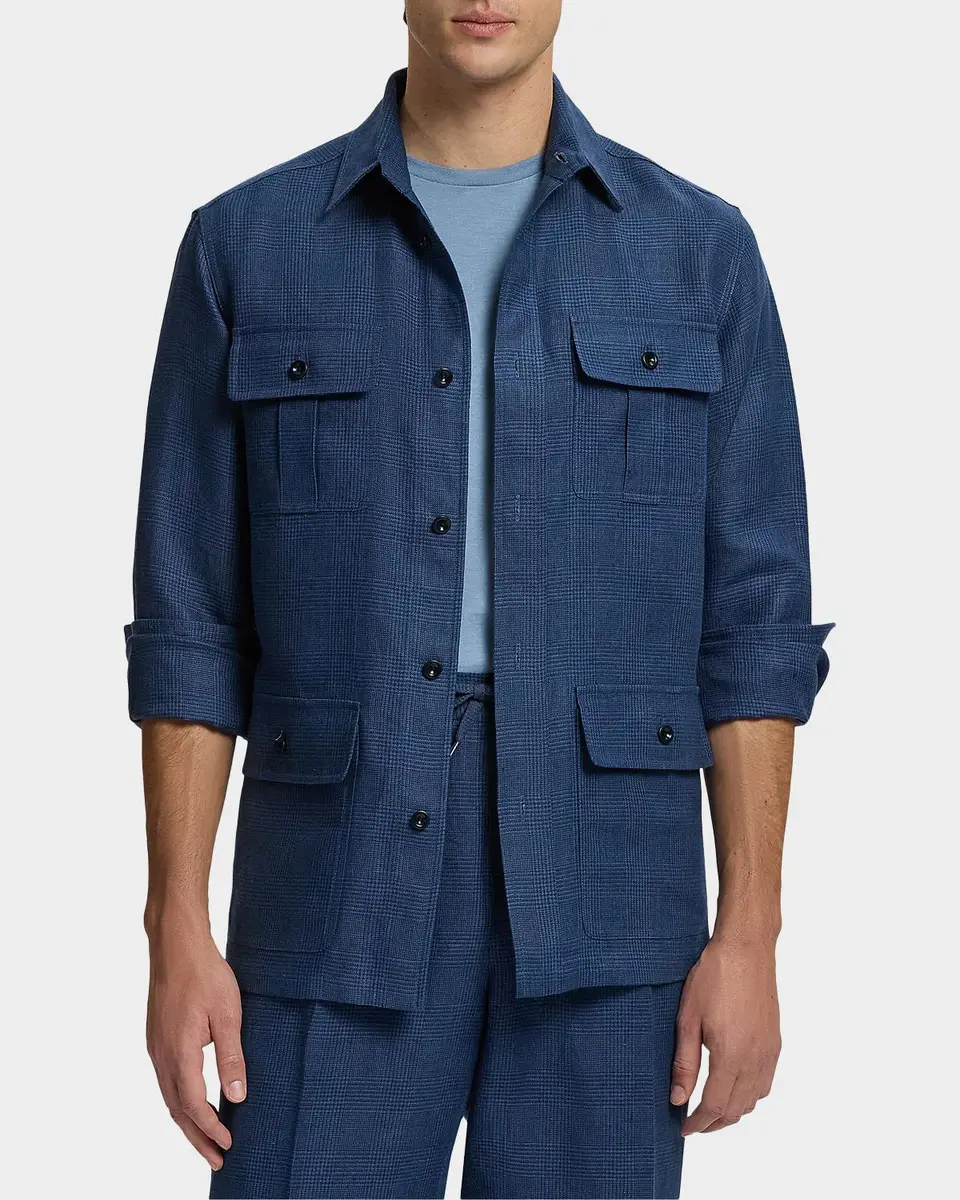 Ralph Lauren Purple Label Men's Glen Plaid Linen Shirt | Thumbnail 4