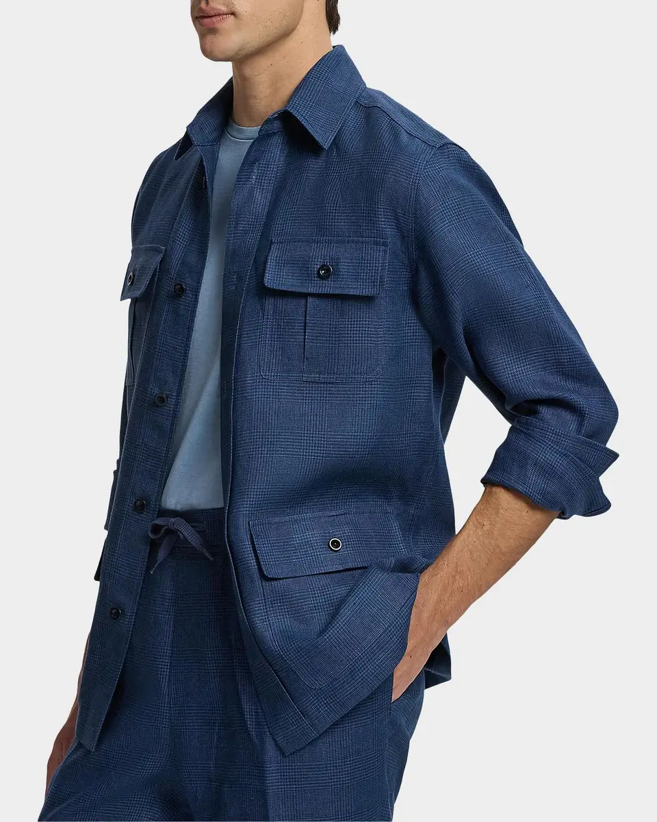 Ralph Lauren Purple Label Men's Glen Plaid Linen Shirt | Thumbnail 7