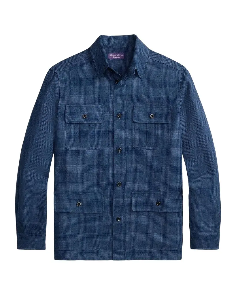Ralph Lauren Purple Label Men's Linen-Blend Glen Check Overshirt | Image 1 Ralph Lauren Purple Label Men's Linen-Blend Glen Check Overshirt | Image 1