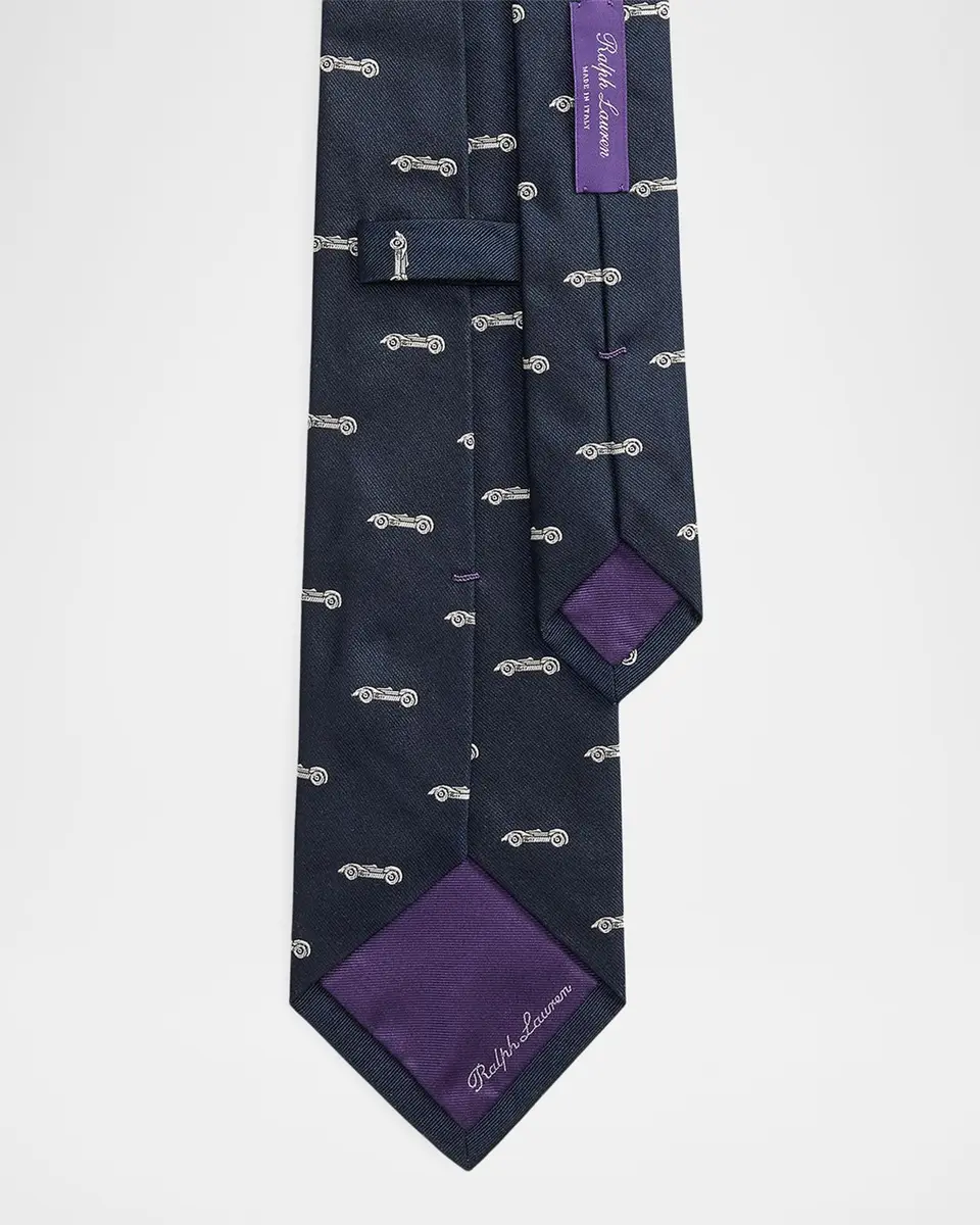 Ralph Lauren Purple Label Men's Automobile-Patterned Silk Tie | Thumbnail 4