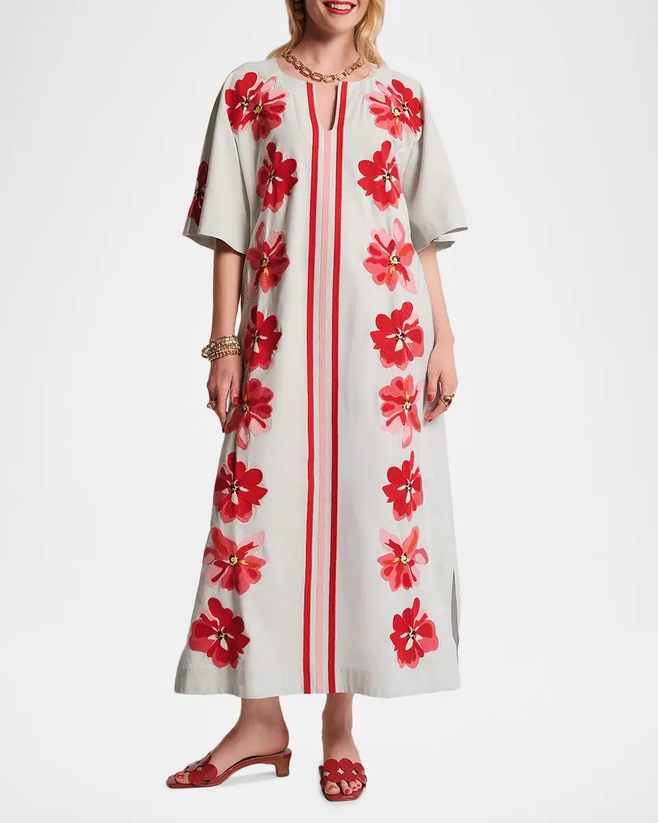 Frances Valentine Charming Floral-Embroidered Maxi Caftan | Thumbnail 2 Frances Valentine Charming Floral-Embroidered Maxi Caftan | Thumbnail 2