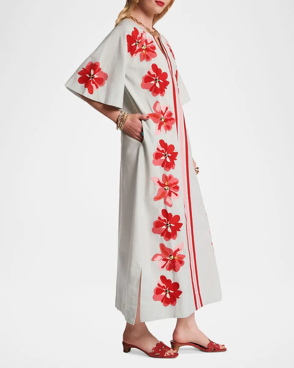 Frances Valentine Charming Floral-Embroidered Maxi Caftan | Thumbnail 4 Frances Valentine Charming Floral-Embroidered Maxi Caftan | Thumbnail 4