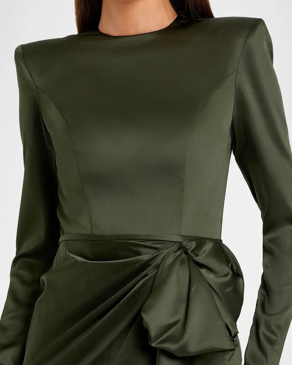 Mac Duggal Leena 1 Bow-Detailed Satin Column Gown | Thumbnail 4