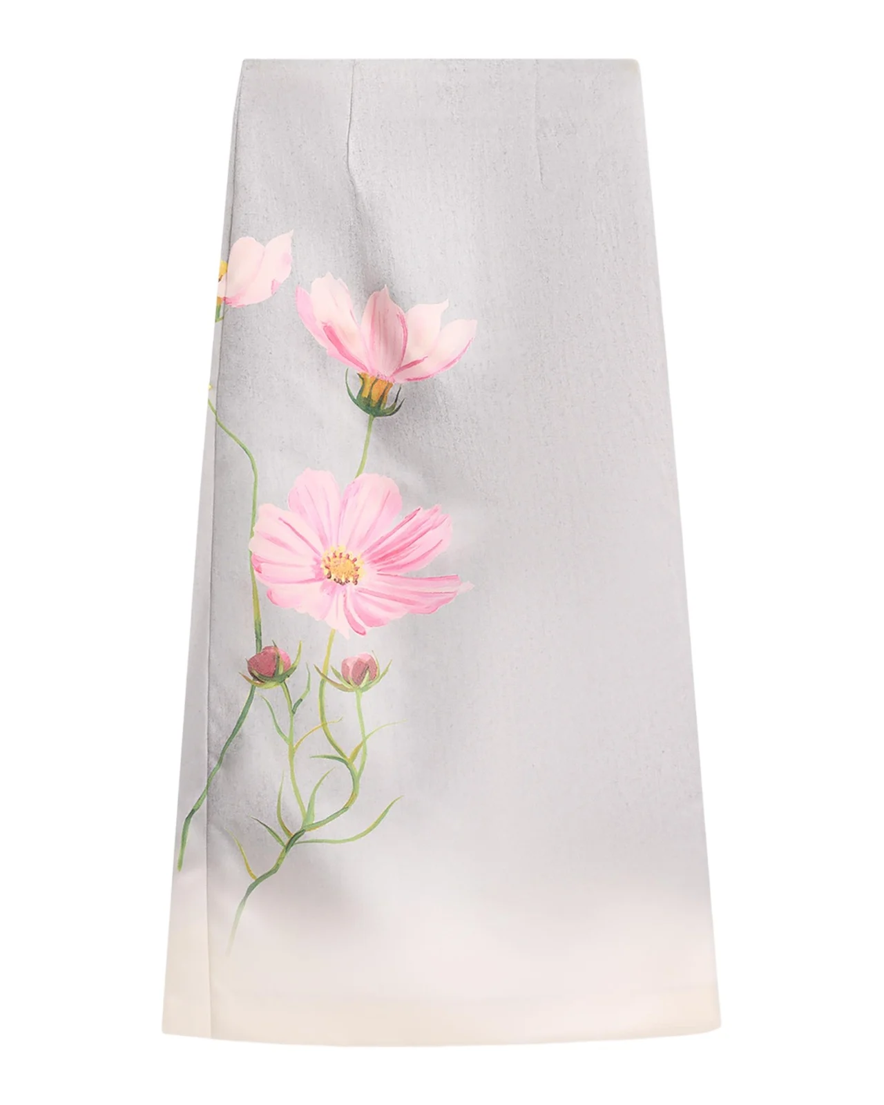Cosmos Flower-Print Satin Midi Skirt Cosmos Flower-Print Satin Midi Skirt