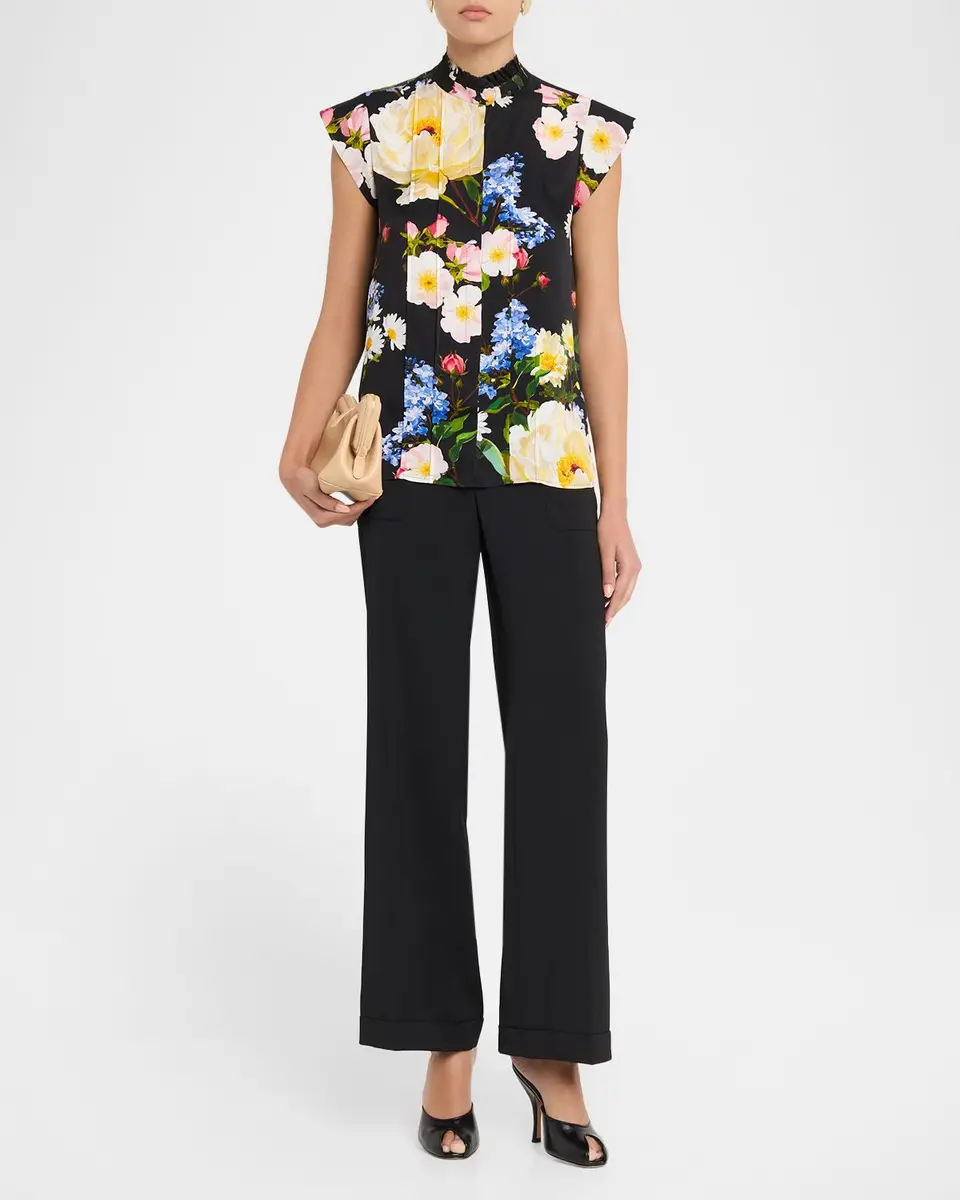 Elie Tahari The Chloe Cap-Sleeve Floral Blouse | Thumbnail 2 Elie Tahari The Chloe Cap-Sleeve Floral Blouse | Thumbnail 2