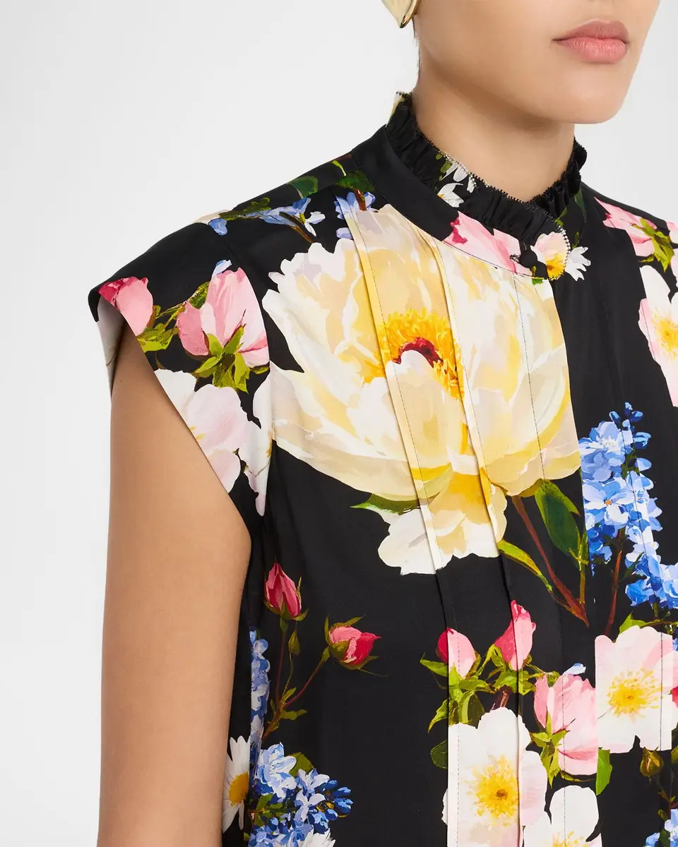Elie Tahari The Chloe Cap-Sleeve Floral Blouse | Thumbnail 5 Elie Tahari The Chloe Cap-Sleeve Floral Blouse | Thumbnail 5