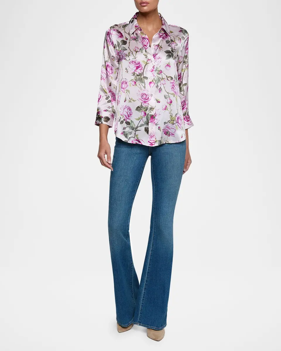 L'Agence Dani Silk Button-Front Blouse | Thumbnail 2