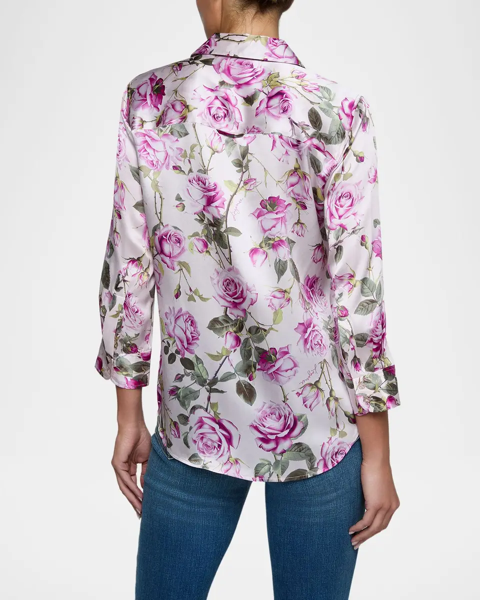 L'Agence Dani Silk Button-Front Blouse | Thumbnail 3