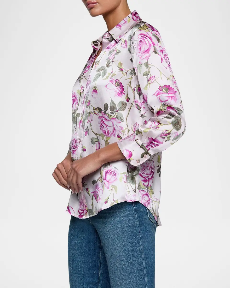 L'Agence Dani Silk Button-Front Blouse | Thumbnail 5