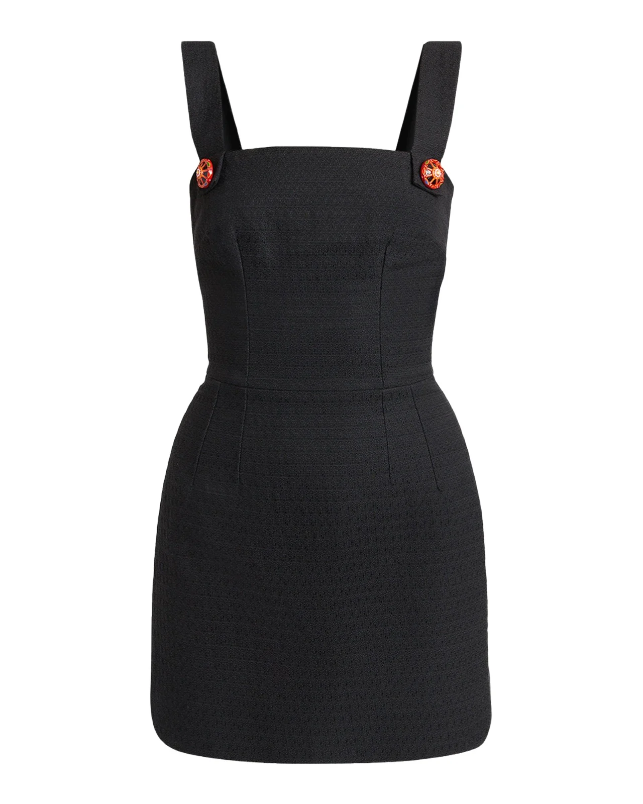 Dolce & Gabbana Sleeveless Carretto-Button Textured Cotton-Linen Mini Dress