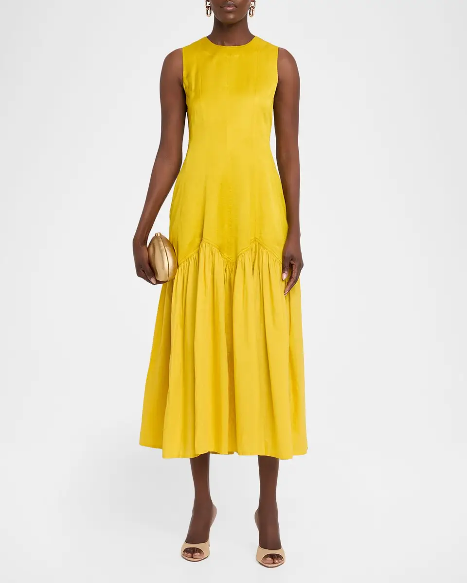 LOVEBIRDS Nira Sleeveless Flounce Cotton Midi Dress | Thumbnail 2 LOVEBIRDS Nira Sleeveless Flounce Cotton Midi Dress | Thumbnail 2
