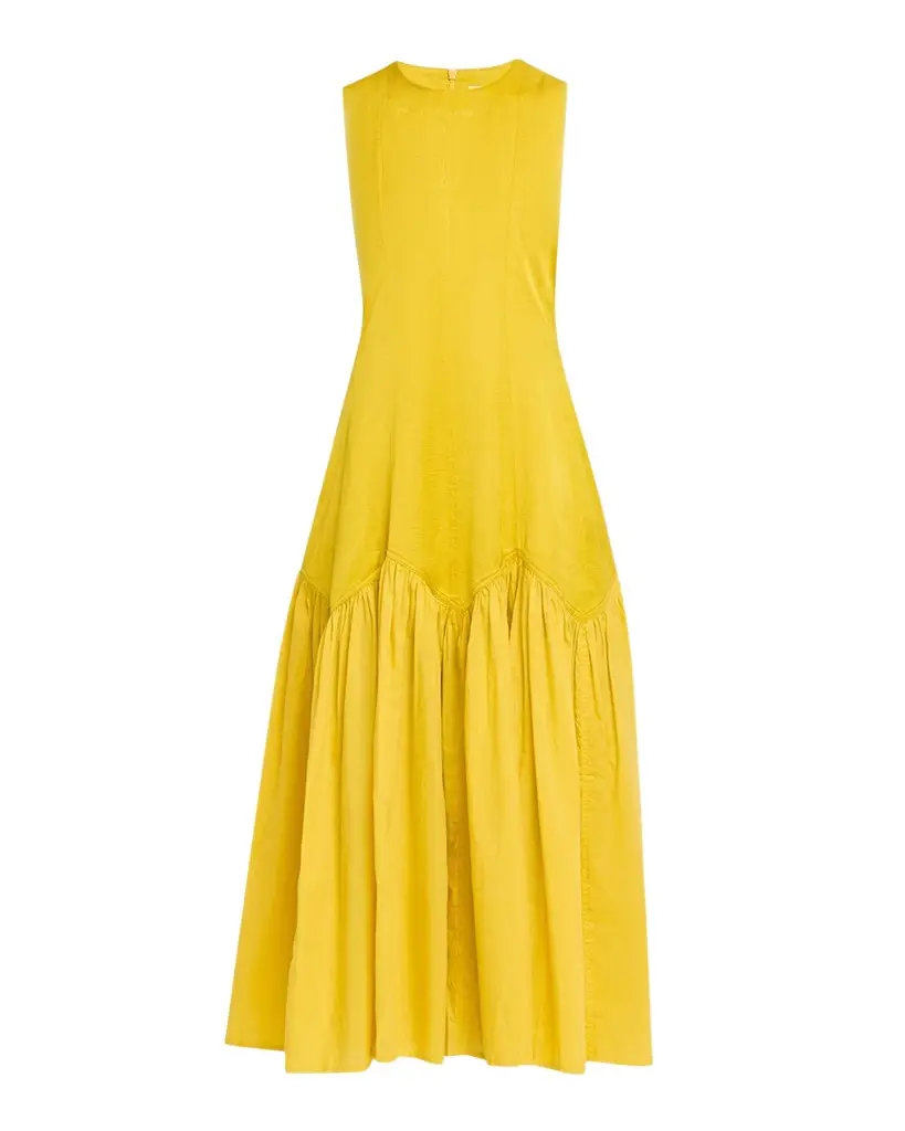 LOVEBIRDS Nira Sleeveless Flounce Cotton Midi Dress | Image 1 LOVEBIRDS Nira Sleeveless Flounce Cotton Midi Dress | Image 1