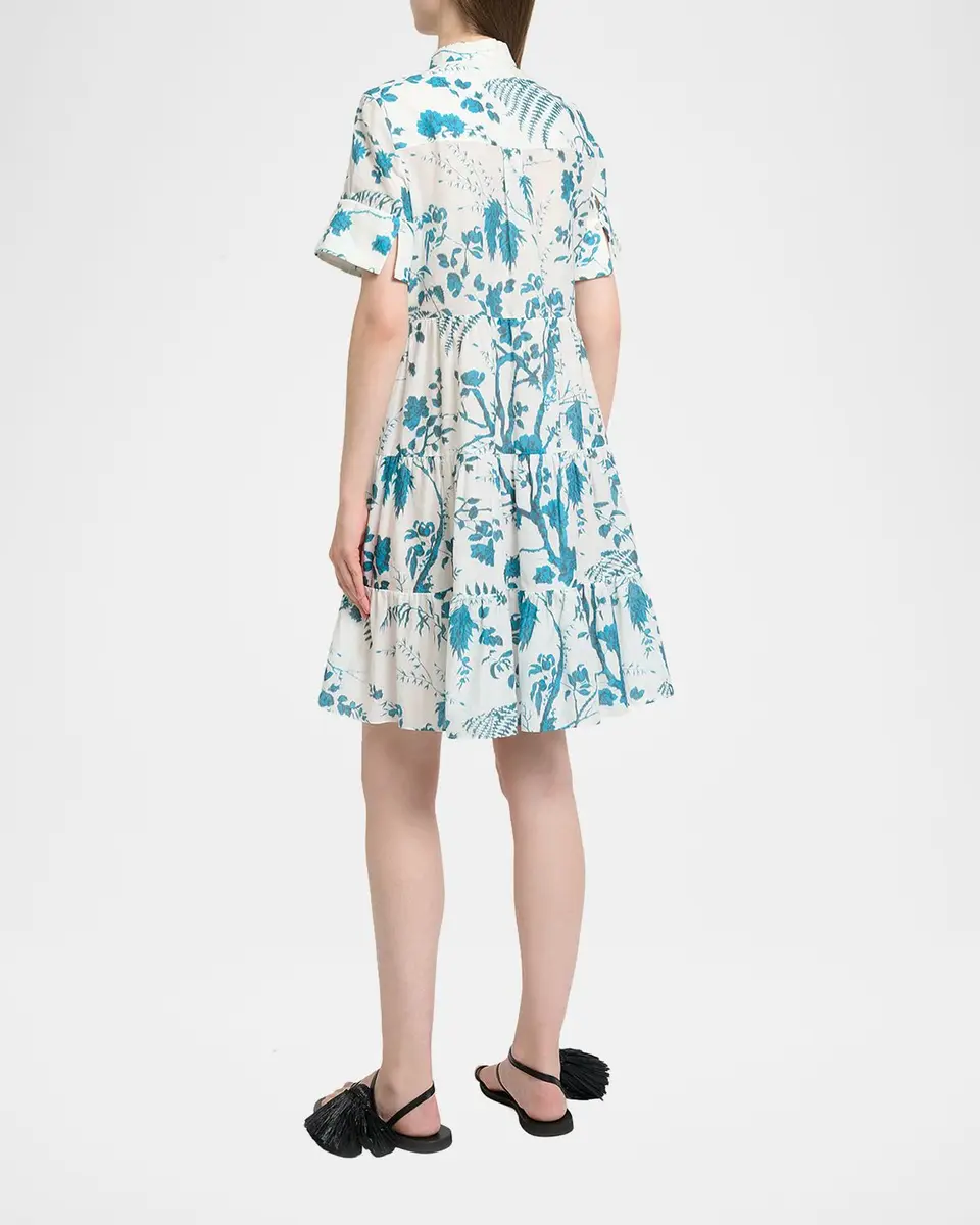Erdem Floral Cotton-Linen Tiered Mini Shirtdress | Thumbnail 3 Erdem Floral Cotton-Linen Tiered Mini Shirtdress | Thumbnail 3