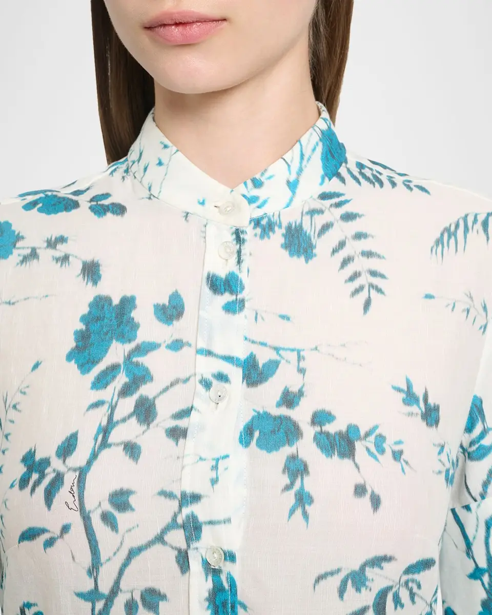 Erdem Floral Cotton-Linen Tiered Mini Shirtdress | Thumbnail 5 Erdem Floral Cotton-Linen Tiered Mini Shirtdress | Thumbnail 5