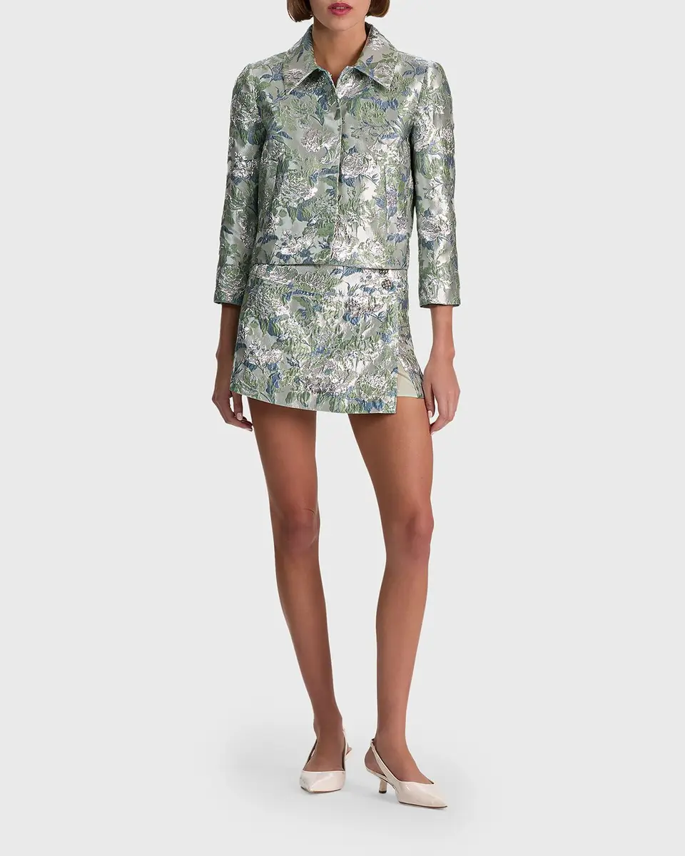 Alice + Olivia Weston Metallic Jacquard Cropped Jacket | Thumbnail 2