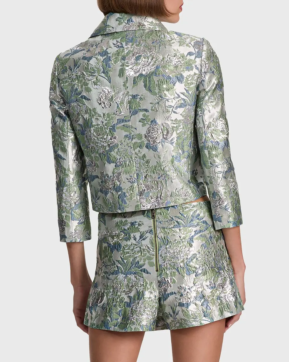Alice + Olivia Weston Metallic Jacquard Cropped Jacket | Thumbnail 3