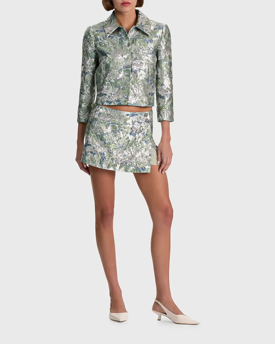 Alice + Olivia Somers Metallic Jacquard Mini Skort | Thumbnail 2 Alice + Olivia Somers Metallic Jacquard Mini Skort | Thumbnail 2