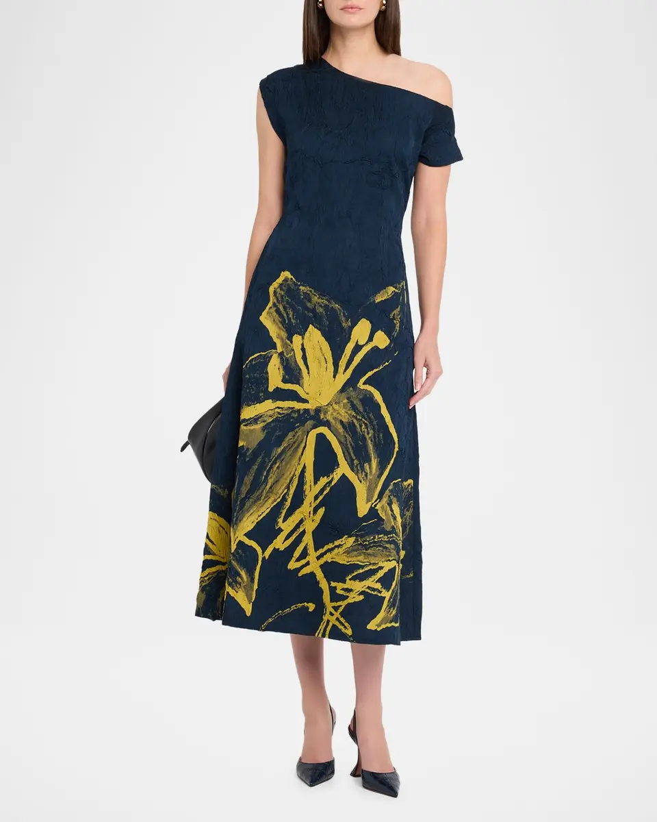 LOVEBIRDS Mavi One-Shoulder Crinkled Floral Midi Dress | Thumbnail 2 LOVEBIRDS Mavi One-Shoulder Crinkled Floral Midi Dress | Thumbnail 2