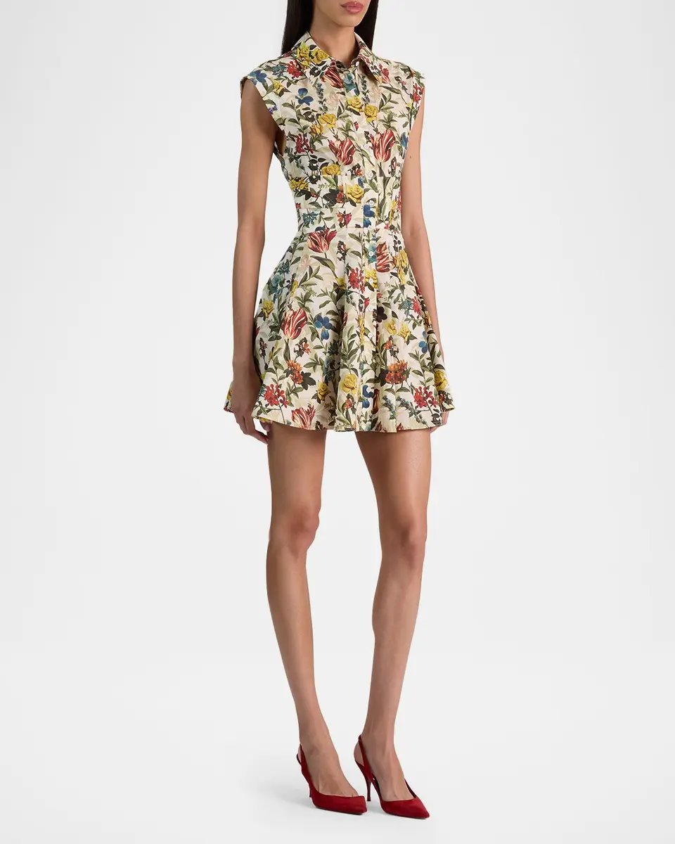 Alice + Olivia Kim Paneled Floral Mini Shirtdress | Thumbnail 6