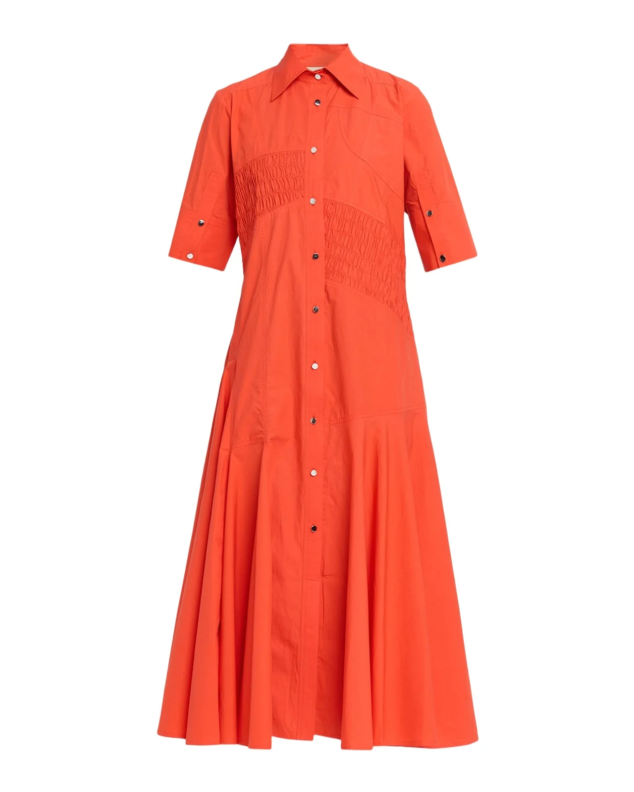 LOVEBIRDS Kairo Smocked A-Line Cotton Midi Shirtdress