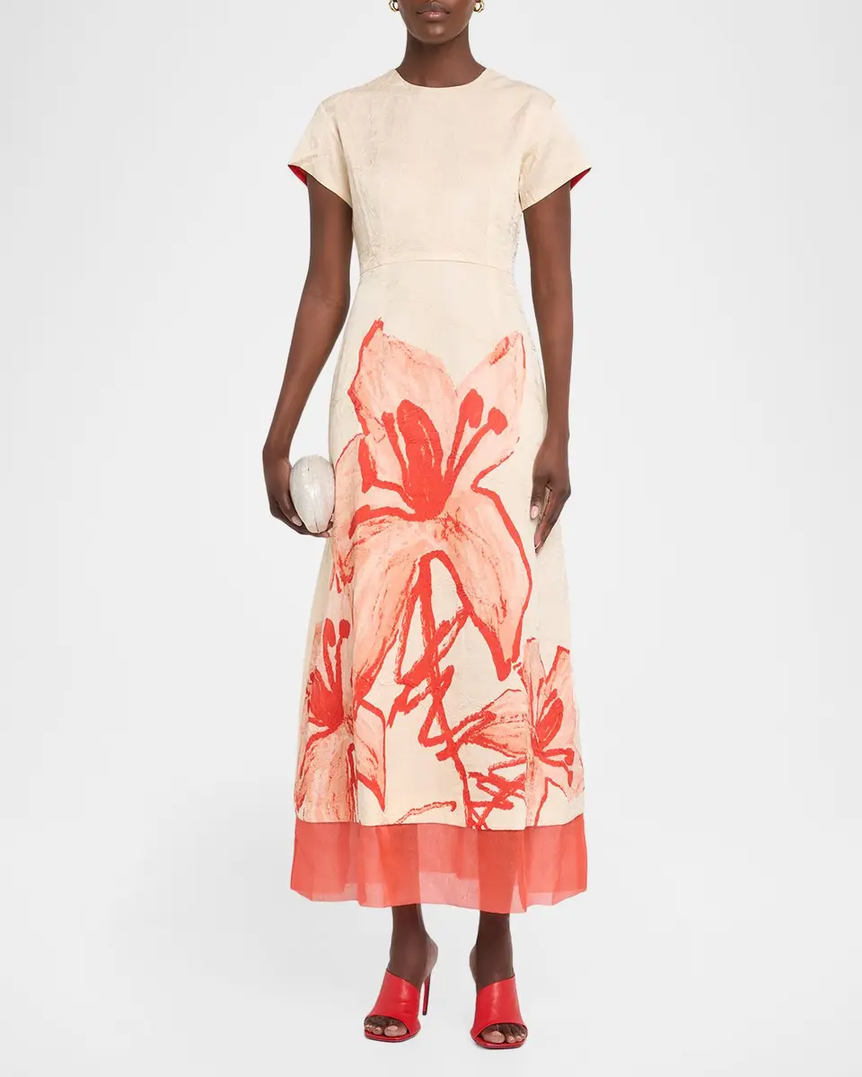 LOVEBIRDS Ayrin Crinkled Floral-Print Midi Dress | Thumbnail 2