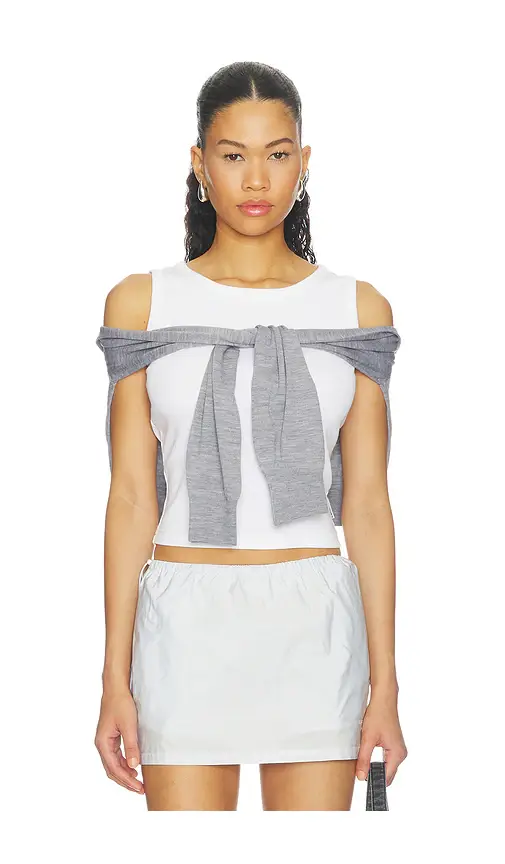 Alexander Wang Pre-styled Tank Top With Draped Cardigan | Image 1 Alexander Wang Pre-styled Tank Top With Draped Cardigan | Image 1