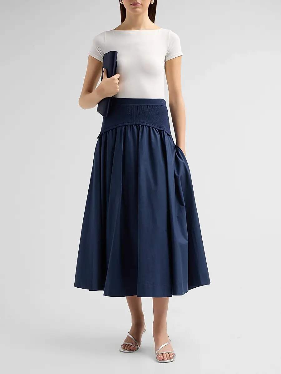 Simkhai Women's Ovie Cotton Midi Skirt | Thumbnail 2