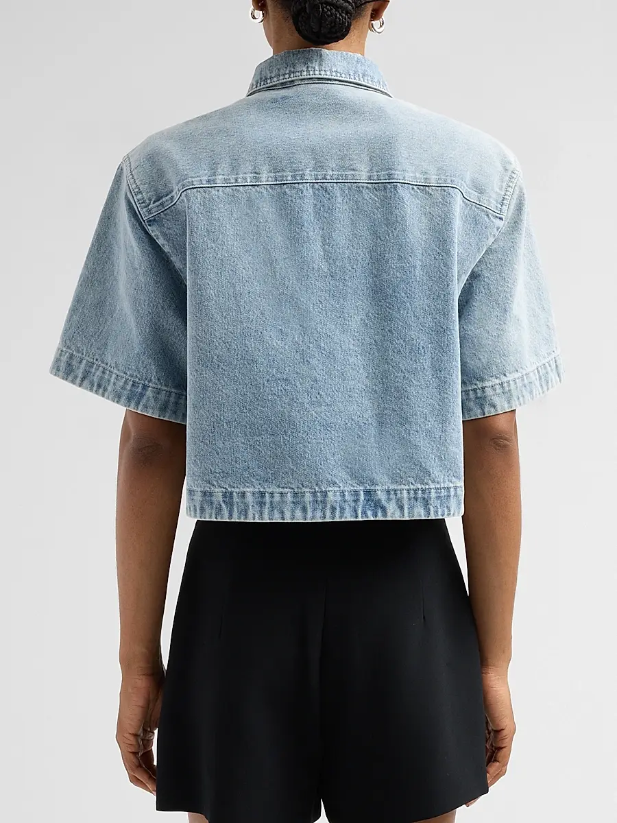 Simkhai Women's Albaine Floral-Embroidered Denim Shirt | Thumbnail 3 Simkhai Women's Albaine Floral-Embroidered Denim Shirt | Thumbnail 3