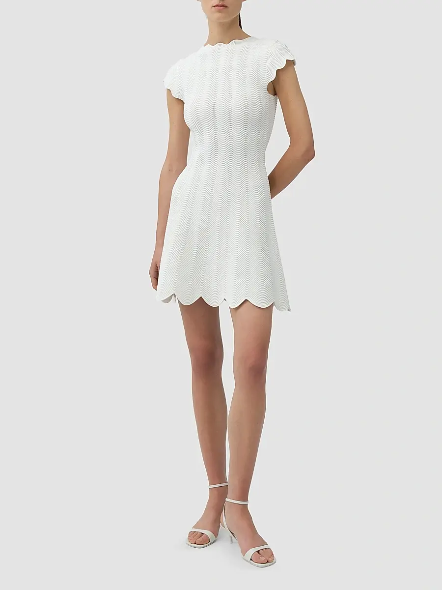 Simkhai Women's Evalynn Scallop Mini Dress | Thumbnail 2 Simkhai Women's Evalynn Scallop Mini Dress | Thumbnail 2