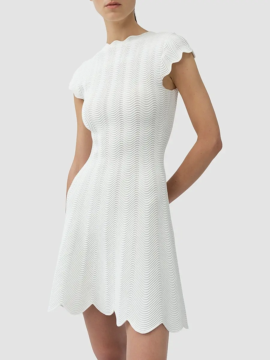 Simkhai Women's Evalynn Scallop Mini Dress | Thumbnail 4 Simkhai Women's Evalynn Scallop Mini Dress | Thumbnail 4