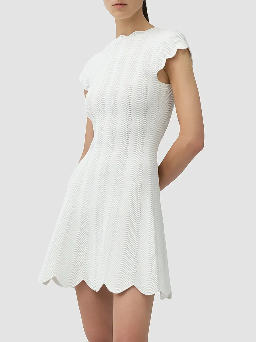 Simkhai Women's Evalynn Scallop Mini Dress | Thumbnail 5 Simkhai Women's Evalynn Scallop Mini Dress | Thumbnail 5