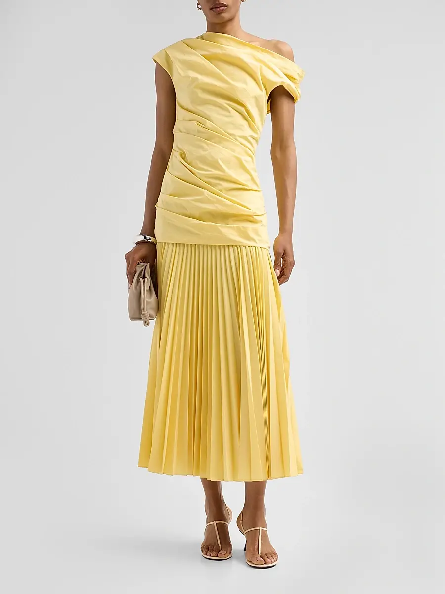 Simkhai Women's Ammalie Ruched Midi Dress | Thumbnail 2 Simkhai Women's Ammalie Ruched Midi Dress | Thumbnail 2