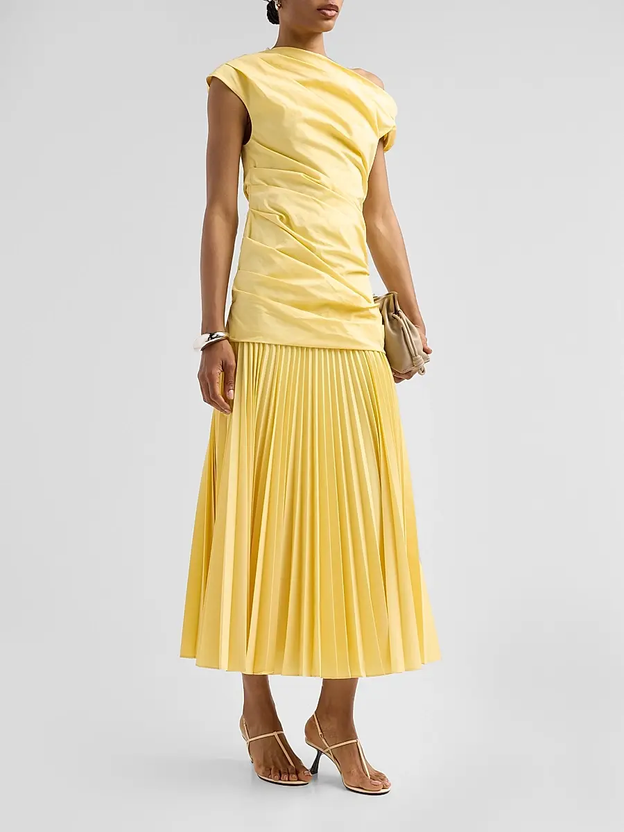Simkhai Women's Ammalie Ruched Midi Dress | Thumbnail 4 Simkhai Women's Ammalie Ruched Midi Dress | Thumbnail 4