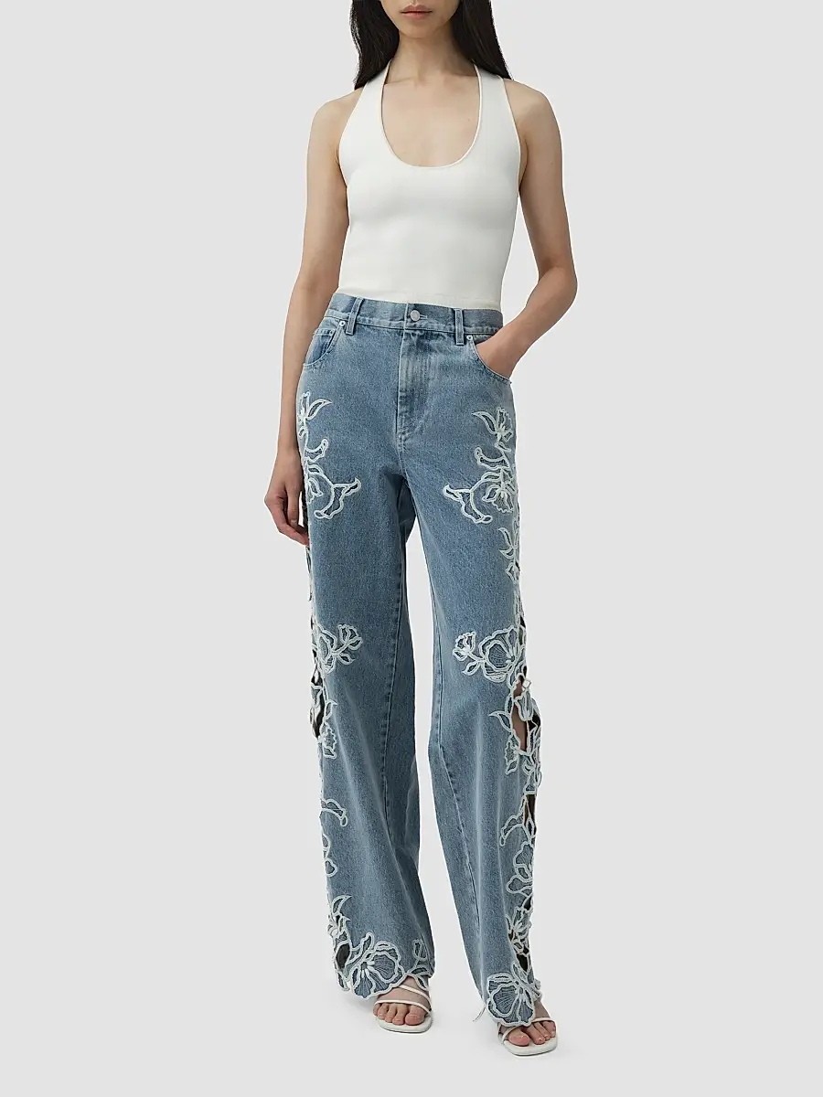 Simkhai Women's Porter Embroidered Jeans | Thumbnail 2 Simkhai Women's Porter Embroidered Jeans | Thumbnail 2