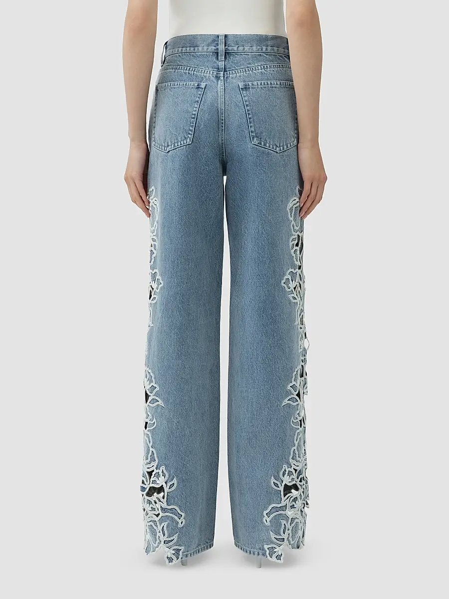 Simkhai Women's Porter Embroidered Jeans | Thumbnail 3 Simkhai Women's Porter Embroidered Jeans | Thumbnail 3