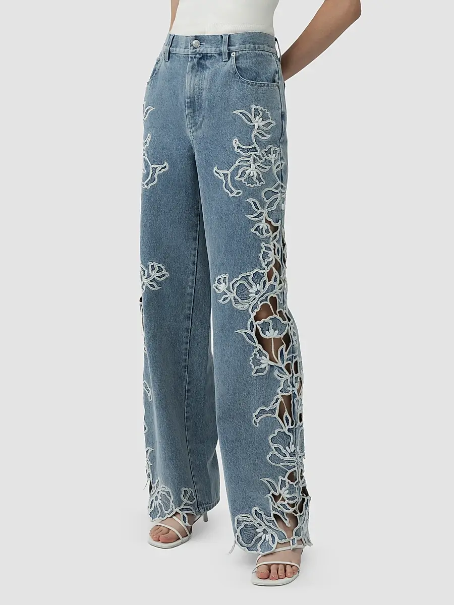 Simkhai Women's Porter Embroidered Jeans | Thumbnail 4 Simkhai Women's Porter Embroidered Jeans | Thumbnail 4
