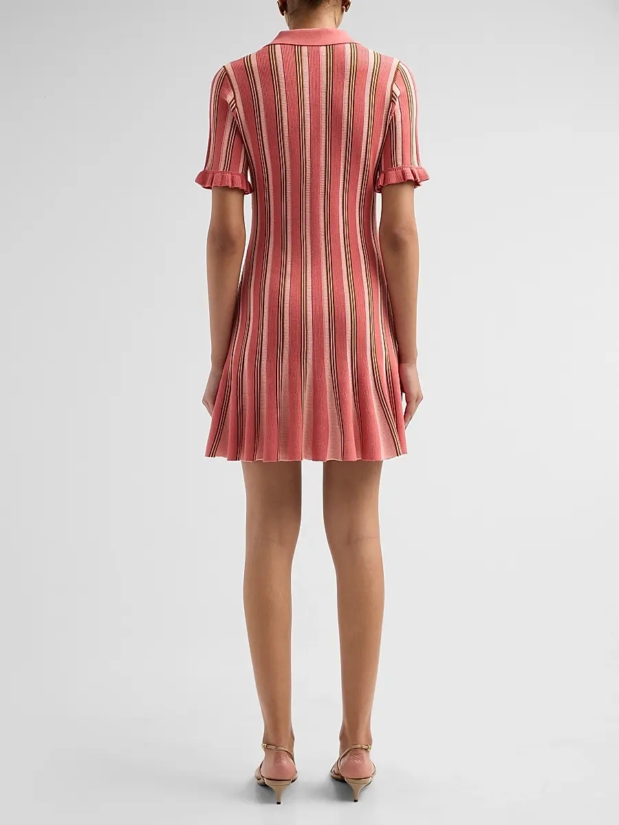 Cinq à Sept Women's Keaton Striped Knit Polo Mini Dress | Thumbnail 3 Cinq à Sept Women's Keaton Striped Knit Polo Mini Dress | Thumbnail 3