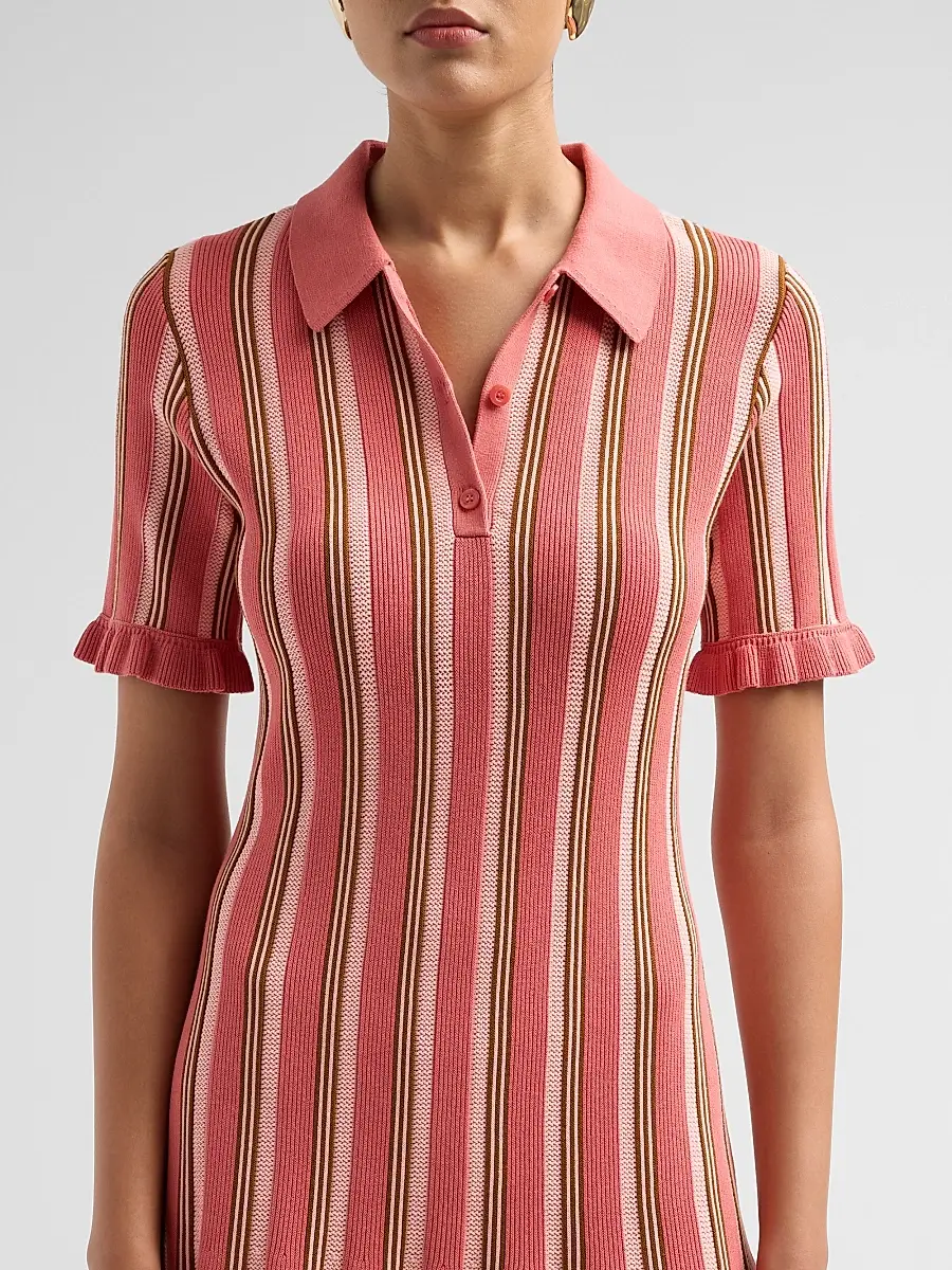 Cinq à Sept Women's Keaton Striped Knit Polo Mini Dress | Thumbnail 5 Cinq à Sept Women's Keaton Striped Knit Polo Mini Dress | Thumbnail 5