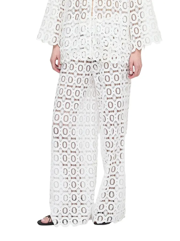 Hill House Home Women's The Kaya Pool Pants - White Broderie | Image 1 Hill House Home Women's The Kaya Pool Pants - White Broderie | Image 1