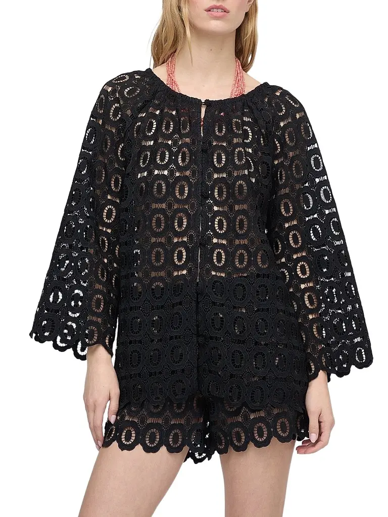 Hill House Home Women's The Kaya Shorts - Black Broderie | Image 1 Hill House Home Women's The Kaya Shorts - Black Broderie | Image 1