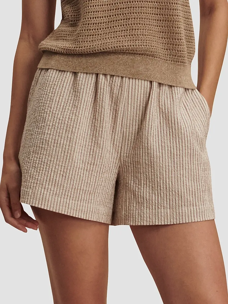 Varley Women's Darina Striped Stretch-Cotton Seersucker Shorts | Thumbnail 7 Varley Women's Darina Striped Stretch-Cotton Seersucker Shorts | Thumbnail 7