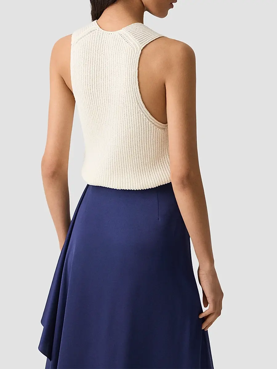 Theory Women's Full Cardi Rib-Knit Cotton Vest | Thumbnail 3 Theory Women's Full Cardi Rib-Knit Cotton Vest | Thumbnail 3