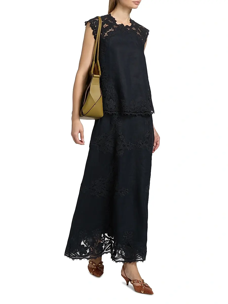Ulla Johnson Women's Fleur Embroidered Linen Midi Skirt | Thumbnail 2 Ulla Johnson Women's Fleur Embroidered Linen Midi Skirt | Thumbnail 2