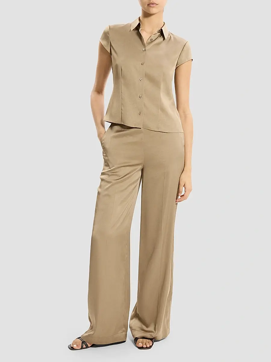 Theory Women's Satin Button-Front Shirt | Thumbnail 2 Theory Women's Satin Button-Front Shirt | Thumbnail 2