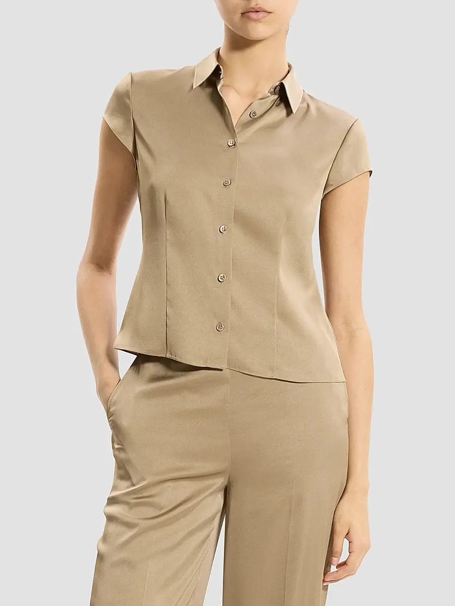 Theory Women's Satin Button-Front Shirt | Thumbnail 4 Theory Women's Satin Button-Front Shirt | Thumbnail 4